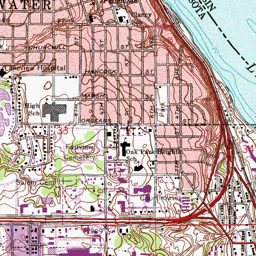 Topographic Map of Saint Peter's United Church, MN