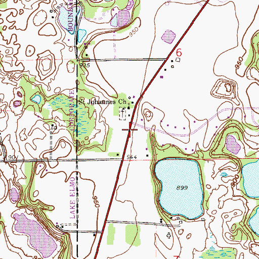 Topographic Map of Saint John's Lutheran Church, MN