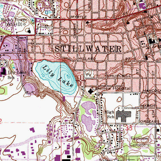 Topographic Map of Lakeview Memorial Hospital, MN