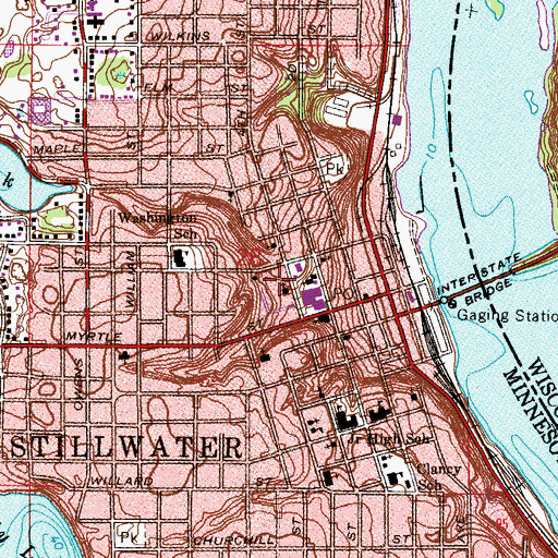 Topographic Map of Stillwater Police Department, MN