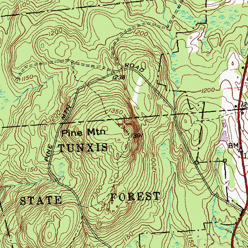 Topographic Map of Pine Mountain, CT