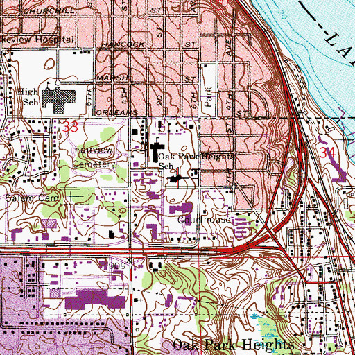 Topographic Map of Salem Lutheran School, MN