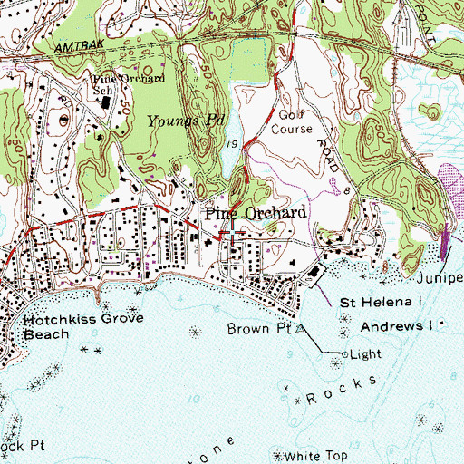 Topographic Map of Pine Orchard, CT