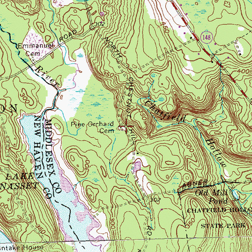 Topographic Map of Pine Orchard Cemetery, CT