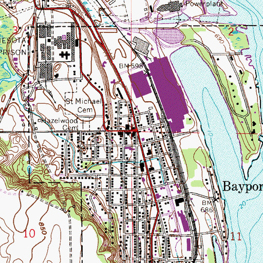 Topographic Map of Bayport Library, MN