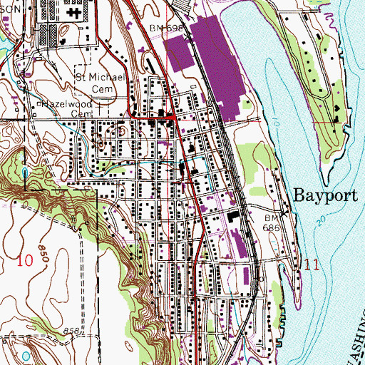 Topographic Map of Bayport Fire Department, MN