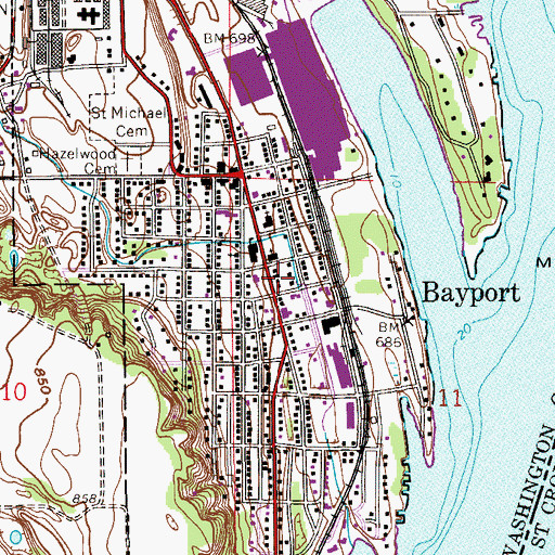 Topographic Map of Bayport Post Office (historical), MN
