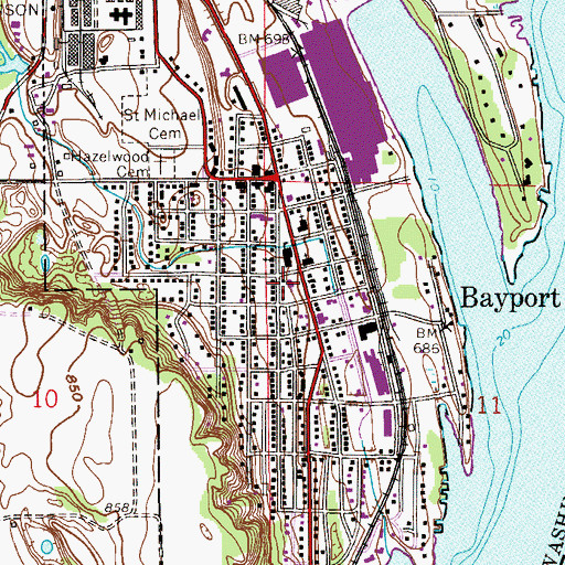 Topographic Map of Bayport City Hall, MN