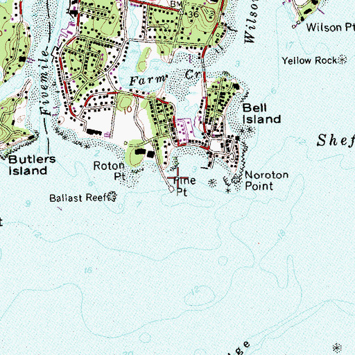 Topographic Map of Pine Point, CT