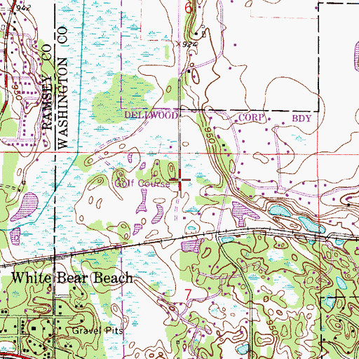 Topographic Map of Dellwood Hills Golf Club, MN