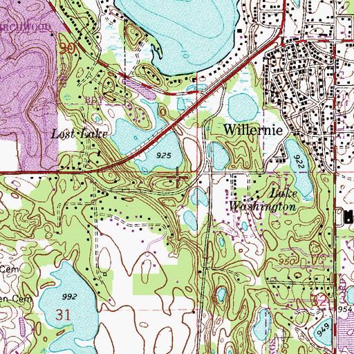 Topographic Map of Wildwood Park, MN