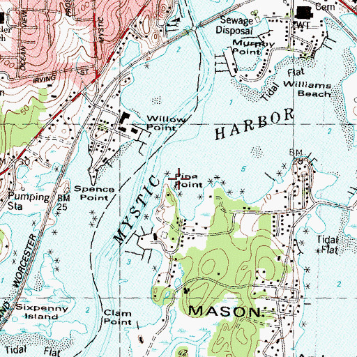 Topographic Map of Pine Point, CT