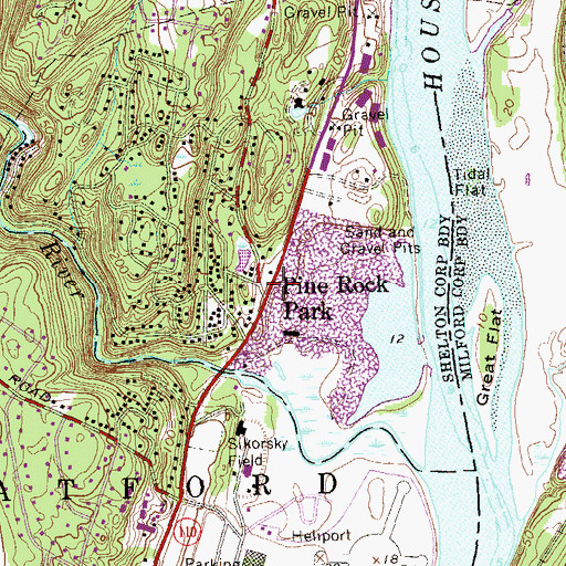 Topographic Map of Pine Rock Park, CT