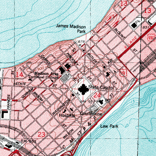 Topographic Map of Capitol Station Retail Post Office, WI