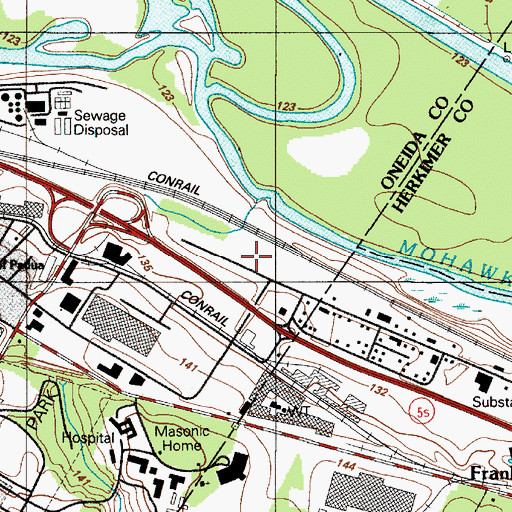 Topographic Map of Captain George A Wood Post Office Building, NY