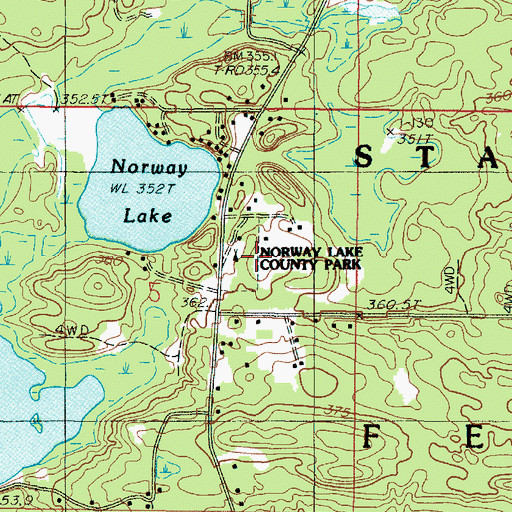 Topographic Map of Norway Lake County Park, MI