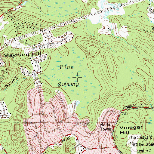 Topographic Map of Pine Swamp, CT