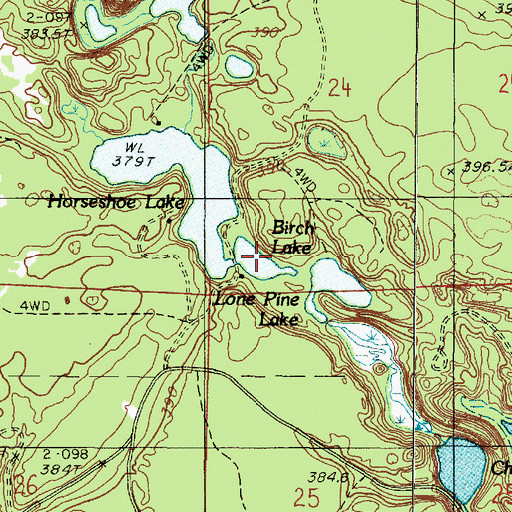 Topographic Map of Birch Lake, MI