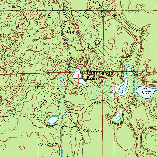 Topographic Map of Hemmings Lake, MI