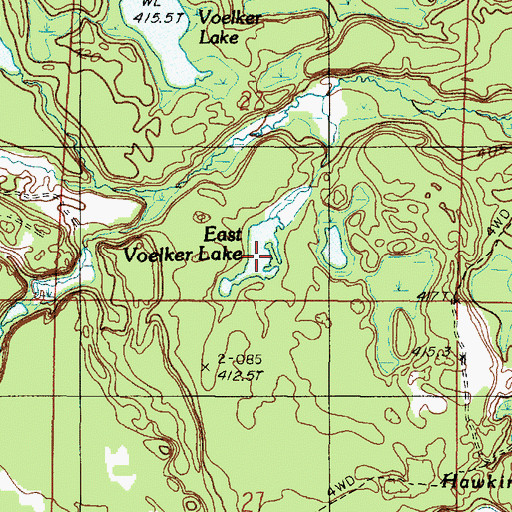 Topographic Map of East Voelker Lake, MI