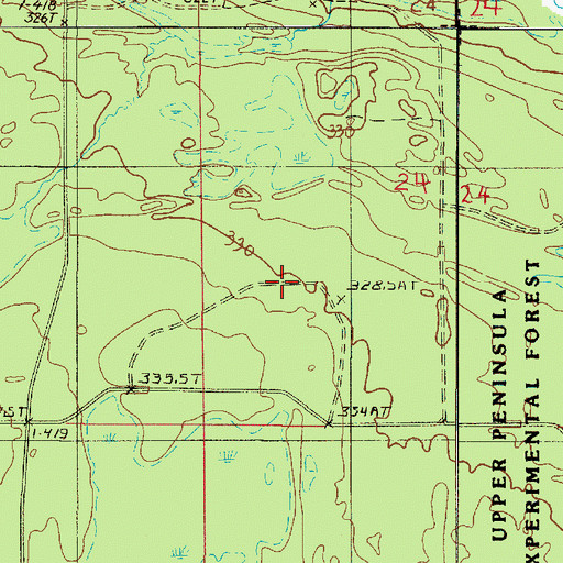 Topographic Map of Upper Peninsula Experimental Forest, MI