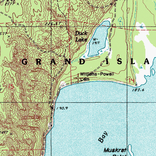 Topographic Map of Williams-Powell Cemetery, MI