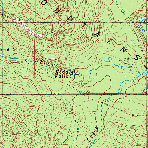 Topographic Map of Middle Falls, MI