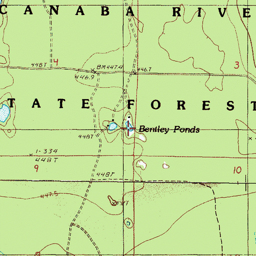 Topographic Map of Bentley Ponds, MI
