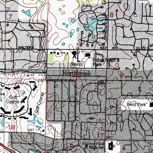 Topographic Map of Skiersch's Subdivision, IL