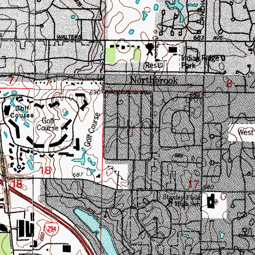 Topographic Map of Northbrook West, IL