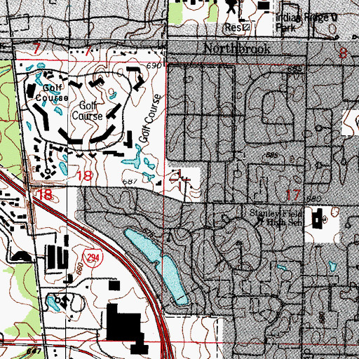Topographic Map of Deercrest Estates, IL