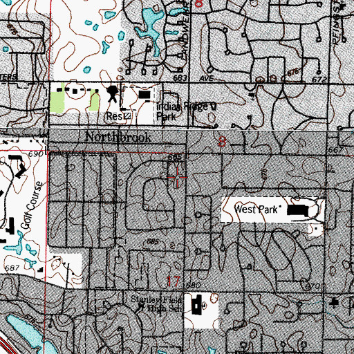 Topographic Map of Maryland Subdivision, IL