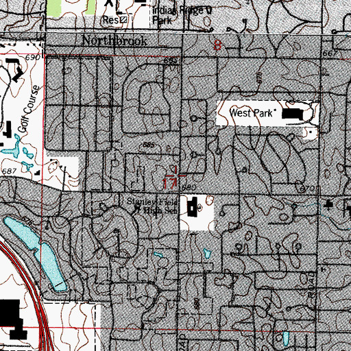 Topographic Map of Northway, IL