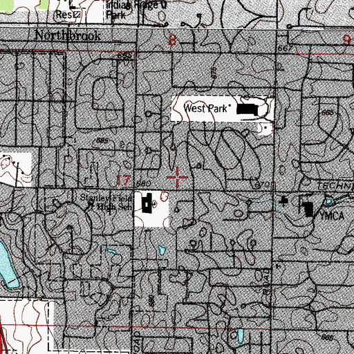 Topographic Map of Jessical Lane Subdivision, IL