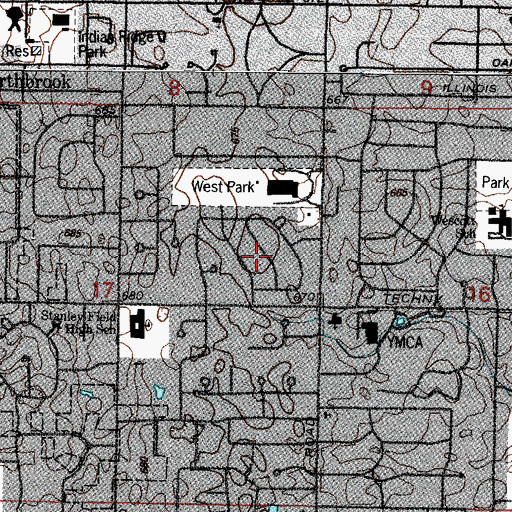 Topographic Map of Heathercrest, IL