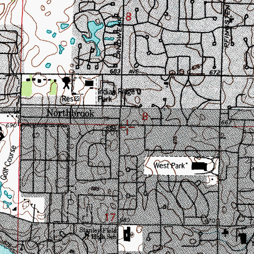 Topographic Map of Glenbrook Acres West, IL