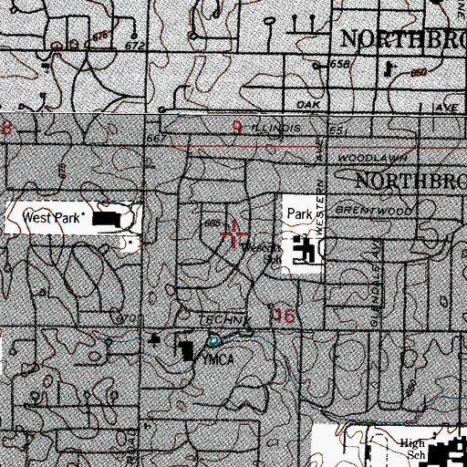 Topographic Map of Sunset Fields, IL