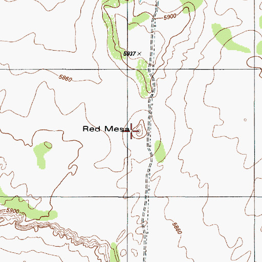 Topographic Map of Red Mesa, AZ
