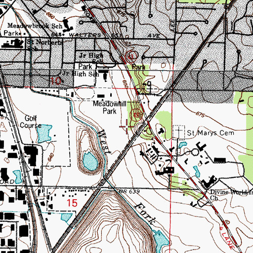 Topographic Map of Park Place Estates of Northbrook, IL