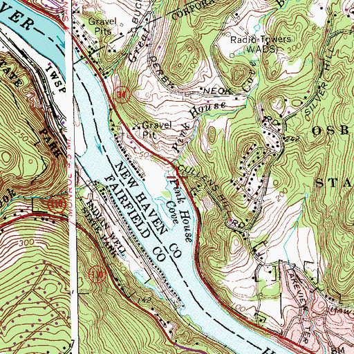Topographic Map of Pink House Cove Brook, CT