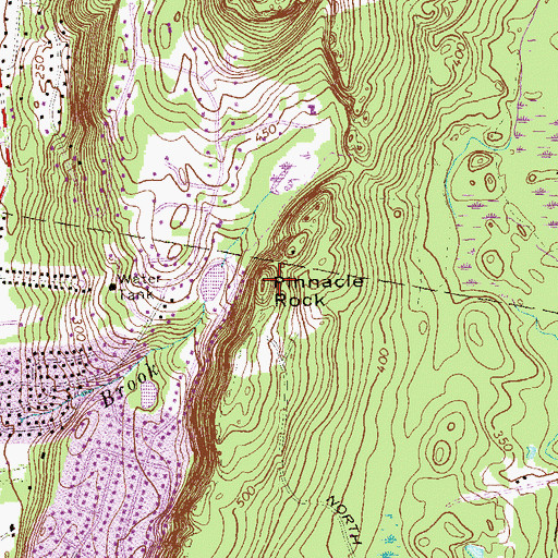 Topographic Map of Pinnacle Rock, CT