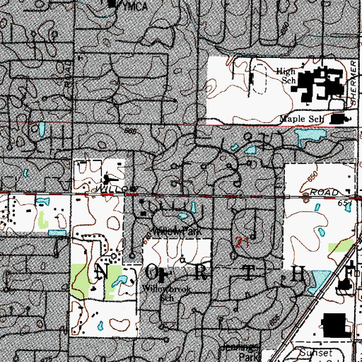 Topographic Map of The Courts, IL