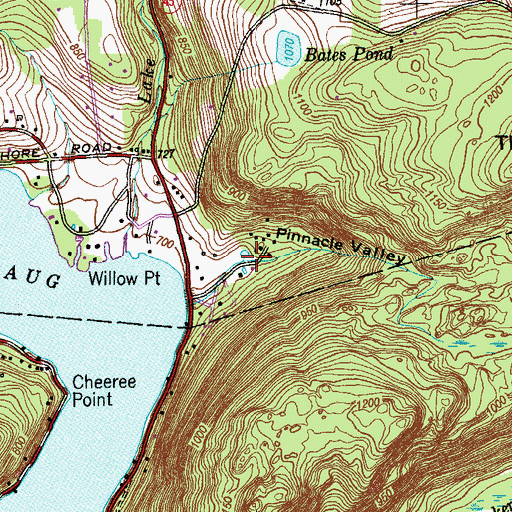 Topographic Map of Pinnacle Valley, CT