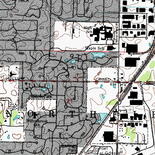 Topographic Map of Willow Cove, IL