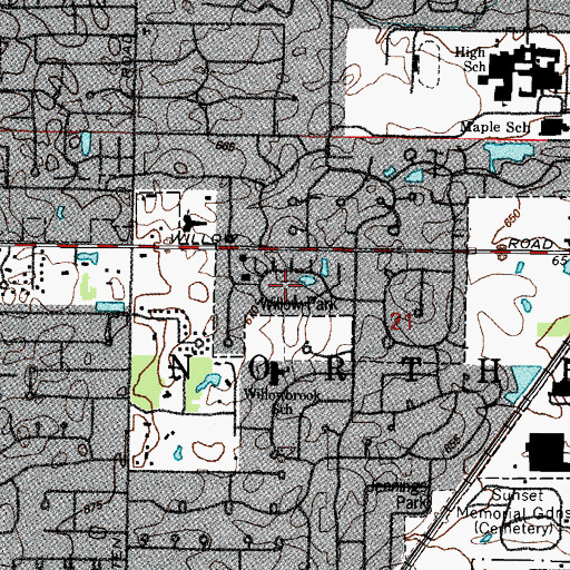 Topographic Map of Cobblewood, IL