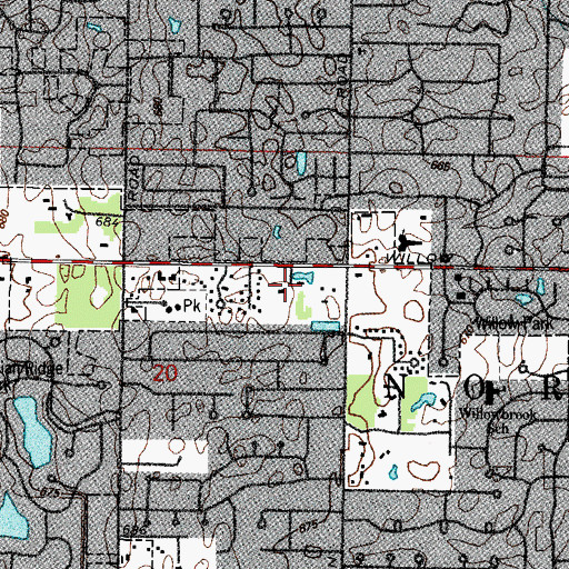 Topographic Map of Kinswept Subdivision, IL
