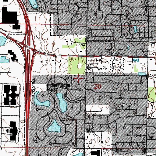 Topographic Map of Brockdale Manor, IL