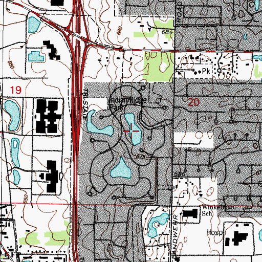 Topographic Map of Indian Ridge, IL