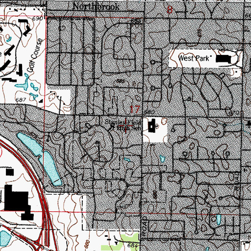 Topographic Map of La Vingnes Acres, IL