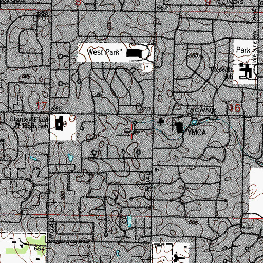Topographic Map of Woodmere Subdivision, IL